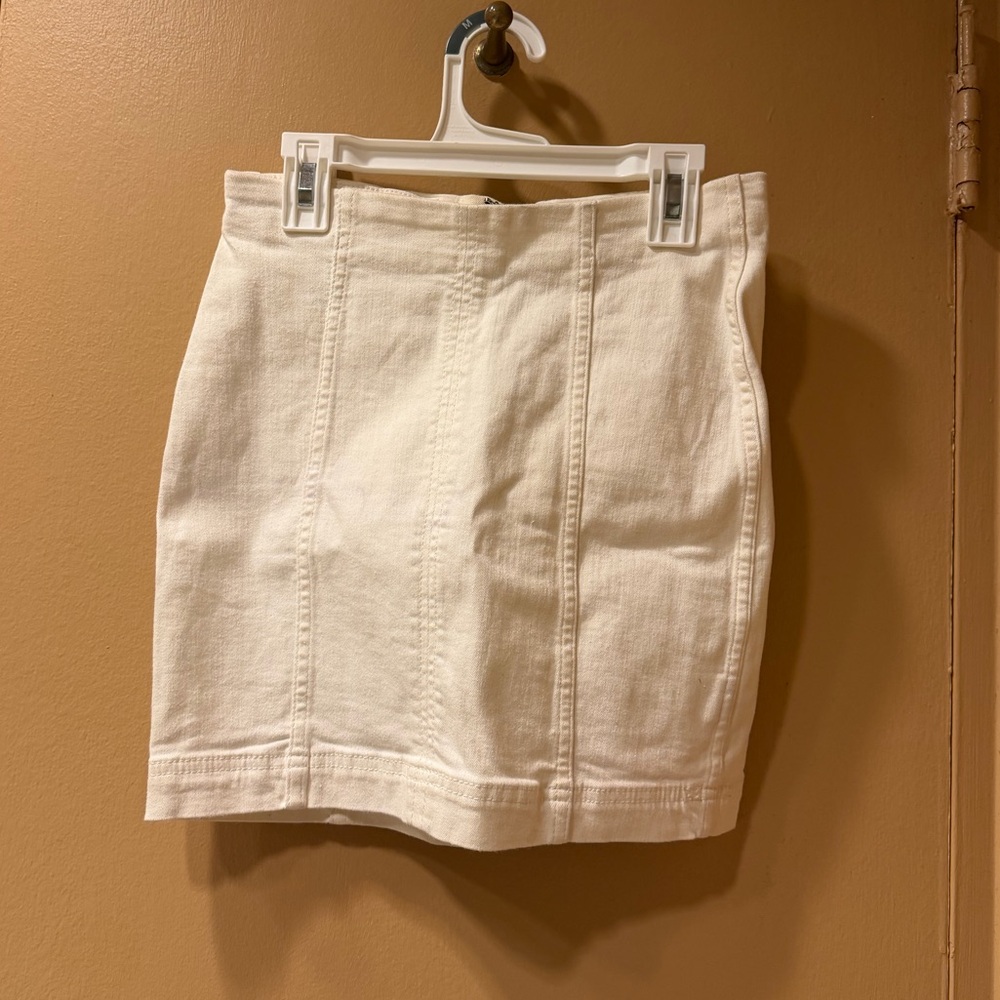 Free People white jean skirt